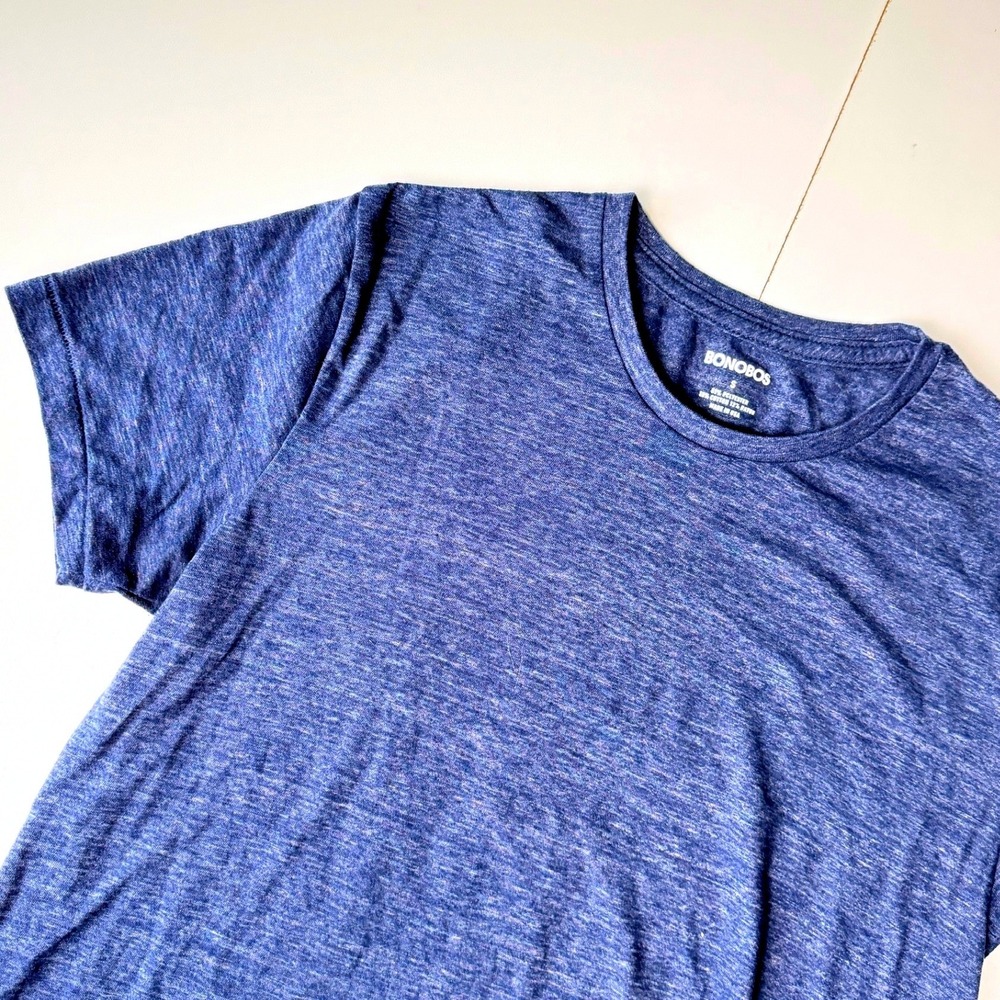 Bonobos Mens Small‎ Blue Heathered Tri-Blend Crew Neck Short Sleeve T-Shirt USA